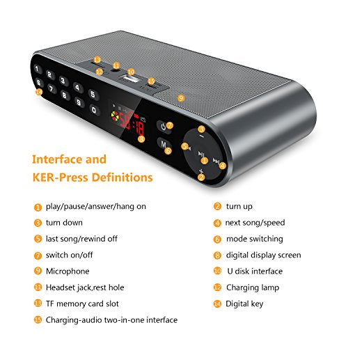Antimi Bluetooth/FM Radio/MP3 Player Portable Wireless Speaker (Black) - color: Silver black