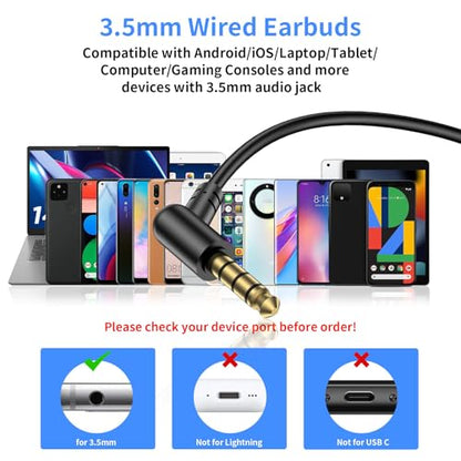 APETOO 3.5mm Sport Wired Earbuds with Over Earhook Mic & Volume Control 5ft | Workout Headphones, In-Line Control, HiFi Stereo In-ear Earphones for Samsung/Chromebook School Kid Tablet Airplane Travel