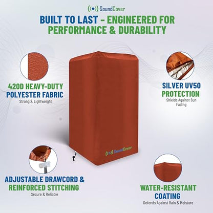 10-Inch PA/DJ Speaker Cover – Brown 420D Polyester with Silver UV50 Coating – Water-Resistant, Protective Bag for Stand-Mounted Powered Speakers – Lightweight, Open-Bottom Design (Single Cover) - size: 10 Inch Single Cover
