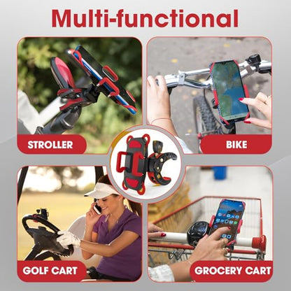 Crescendo CR-30 SlimClip Mic Stand Phone Holder, iPhone Clamp Mount, Pole Phone Mount, Microphone, Music or Drum Stand, Mic/Phone Clip - for iPhone, Samsung Galaxy, Pixel, Any Smartphone (Red) - color: Red