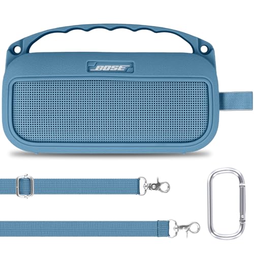 Aenllosi Soft Silicone Case for Bose New SoundLink Flex 2nd Gen Speaker | Blue Dusk, Silicone cover construction, includes adjustable strap and carabiner, Dust-resistant design, Case only - color: Blue Dusk, style: Silicone Cover for Bose SoundLink Flex 2