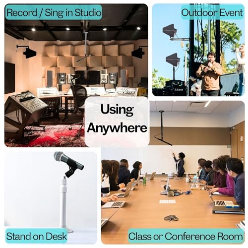 Adjustable Wall Mount for Microphone and Antennas Installing | Mics Wall and Ceiling Mount, Aluminum Alloy Bracket for Wireless Antenna Paddle, Camera and Mic, with a 3/8" to 5/8" Adapters