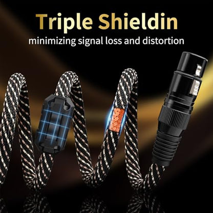Audiophile HiFi RCA to XLR Cable 6.56ft 2-Pack RCA Male to XLR Female | 4N OFC Core, 24K Gold-Plated Plugs, Nylon Braid, Ferrite Cores, Double Shielded Audio Cable for Amplifiers/Mixers/Microphones - size: 6.56ft/2m