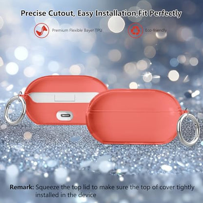 Aircawin for Beats Solo Buds Case Clear,TPU for Beats Solo Buds Cover 2024 | Shockproof Full Protective Soft Transparent TPU Cover for Beats Solo Earbuds with Keychain and Cleaning Pen-Red - color: Light Red