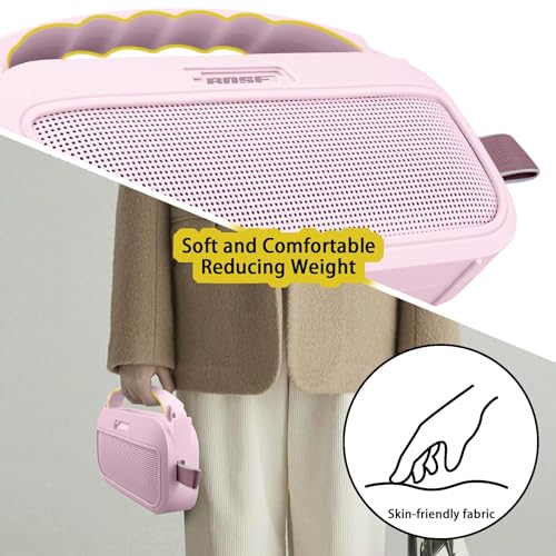 co2CREA Hard and Silicone Travel Case for Bose SoundLink Flex 2/1,Pink | 2nd Gen Compatibility, Dual-Layer Protection, EVA Hard Shell, Silicone Cover, Adjustable Shoulder Strap, Aluminum Carabiner - color: Pink Case