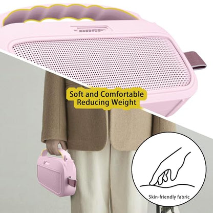 co2CREA Hard and Silicone Travel Case for Bose SoundLink Flex 2/1,Pink | 2nd Gen Compatibility, Dual-Layer Protection, EVA Hard Shell, Silicone Cover, Adjustable Shoulder Strap, Aluminum Carabiner - color: Pink Case
