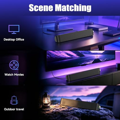 Computer Soundbar, Desktop Speakers with 6 Drivers, High-Fidelity Stereo for Music/Movies/Games, USB & Bluetooth 5.0 Dual Mode, Slim Design for PC/Mac/Monitor/Laptop