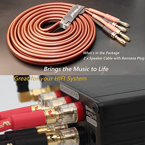 UCINNOVATE 2 Pack Audiophile Speaker Cable, 2X 4m High-end Pure Copper HiFi OFC Speaker Wire Cable with Gold-Plated Banana Plug, 4m 600 Strand 14 AWG Audio Cable for HiFi Speaker Home Theater 13.12FT - size: 2 Pack 13.12FT