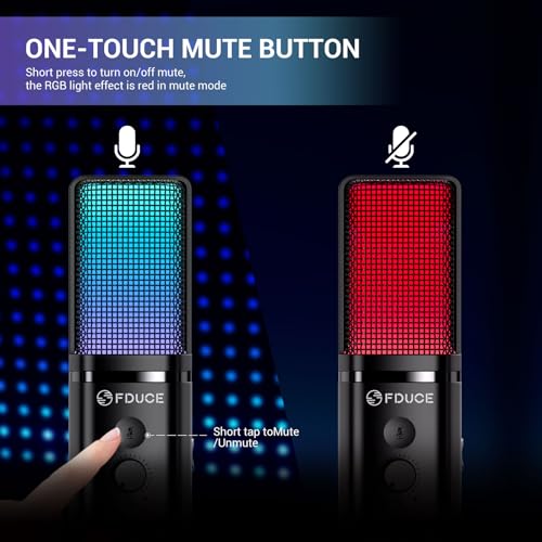 Gaming USB Microphone for PC,RGB Condenser Computer Mic with Tripod Stand,Quick Mute,Gain Control,Cardioid Mic for Streaming, Podcast, Twitch, YouTube, PC, Computer, PS5 (M160) - style: Mic with tripod