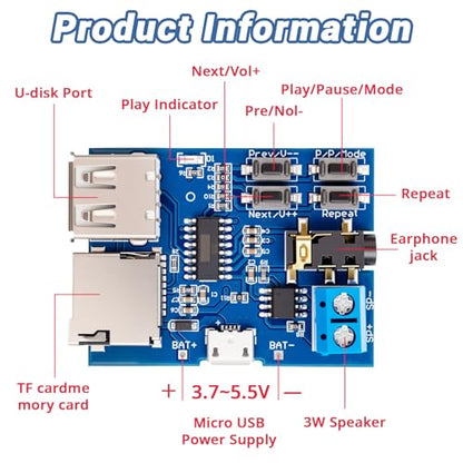 DFPlayer Mini MP3 Module with Amplifier and Recorder
