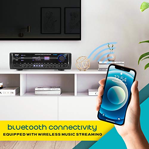 Pyle Wireless Bluetooth Home Amplifier- Connectivity Power Off Distant Devices, Input/Output Devices, Connectors/Jacks, Sound System Controls for Audio/Radio & Display Design - PT390BTU.3