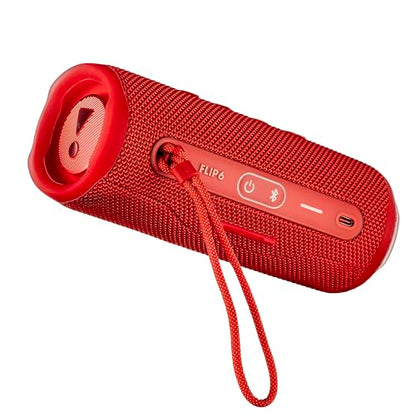 JBL Flip 6 Portable Wireless Speaker | Deep Bass Sound, IP67 Waterproof Rating | Bluetooth Audio for Outdoor, Travel, Beach, Hiking, and Home Use (Red) with Travel Case + Microfiber Cloth - color: Red