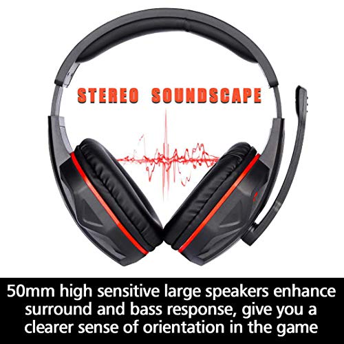 3.5mm Port Wired Gaming Headset, Stereo Bass Noise Isolation Headphone with Mic Volume Control for PS4 New Xbox One PSP PC Laptop Tablet Cellphones (Black)