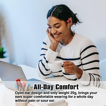 Bone Conduction Headphones Bluetooth Open Ear Earbuds Wireless Headset Bluetooth Titanium Lightweight Waterproof for Workout Running Hiking Walking Bicycling - color: Red