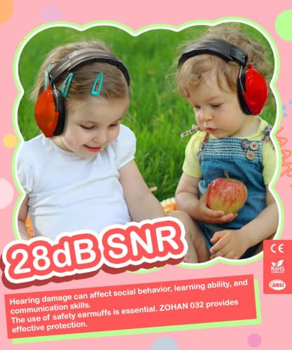 ZOHAN 032 Kids Noise Cancelling Headphones - 25dB NRR Kids Ear Protection, Hearing Protection Safety Ear Muffs for School Monster Truck Fireworks Traveling Studying Concerts Autism - Red - color: Red