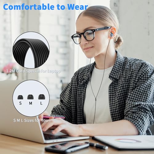 3.5mm Wired Headphones for Laptop School Kids Earbuds with Case Mic - color: Blue