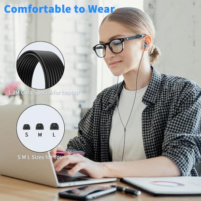 3.5mm Wired Headphones for Laptop School Kids Earbuds with Case Mic - color: Blue