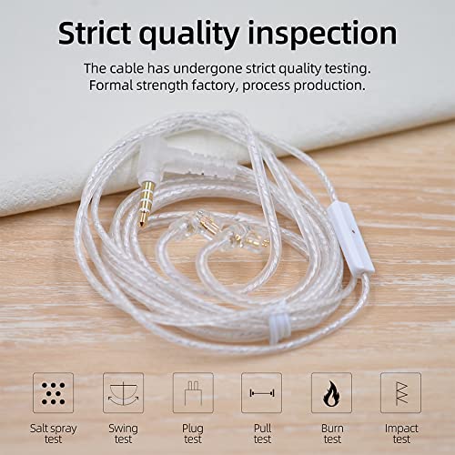KZ ZSN in-Ear Headphones Cable, Silver Plated Earphone/Earbuds Detachable Replacement Cord with 0.75mm Pins (Without Microphone)