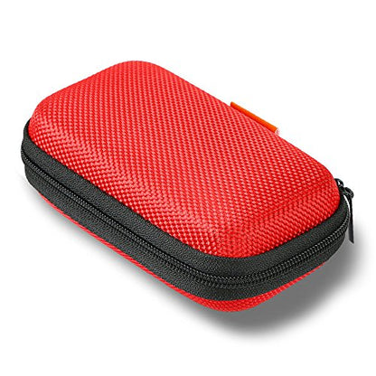 Red Rectangle Small EVA Case, Lightweight Hard Shell Zipper Pouch | Universal Protection Bag for Earbud, Headset, Charger, Airpods, iPod, USB Cable, MP3, Key, Change - color: Red
