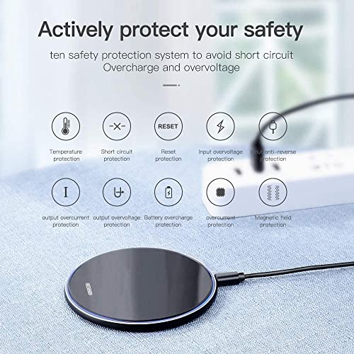20W Fast Wireless Charger Pad,USB-C Wireless Phone Charging Station | Metal Frame Design,[20W SUPER Fast Charging] Wide Compatible with iPhone 17-11/Airpods,Samsung Galaxy/Buds,LG/Pixel -Black - color: Mirror