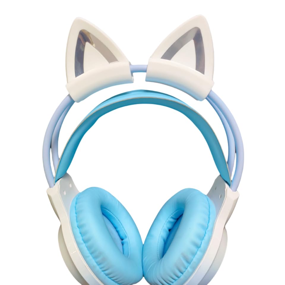 2 Pair Gaming Headsets Cat Ears Clip Universal Silicone Over-Ear Gaming Headphones Kitty Ears Headband Attachment for Kids Headphones Studio Monitor Wired On-Ear Headphone Wired Headset