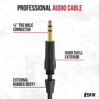 LyxPro 100 Feet ¼ TRS to ¼ TRS Balanced Audio Cable, Superior Signal Transfer, Crystal Clear High Frequency, Noiseless, Durable & Flexible Patch Cable, Professional Grade Heavy Duty Male to Male - size: 100 Feet