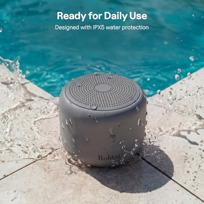 Bobtot Portable Bluetooth Speakers with Strap Easy to Carry Mini Speaker | Wireless Waterproof with Loud Stereo Sound, 20 Hours Playtime, Rechargeable Battery, Built-In Microphone, Dark Gray - color: Dark Gray