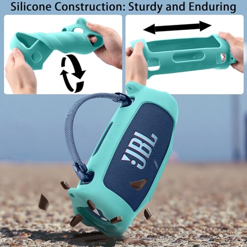 khanka Silicone Case for JBL Charge 6 Waterproof Speaker,Mint Green | EVA Hard Shell, Carabiner Clip Attachment, Impact Resistant Protection, Soft Interior Lining, Impact Protect for JBL Charge 6 - color: Mint Green
