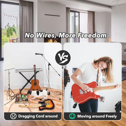 A8 Wireless Guitar System UHF 2 Modes, 100ft Range, 2TX + 1RX