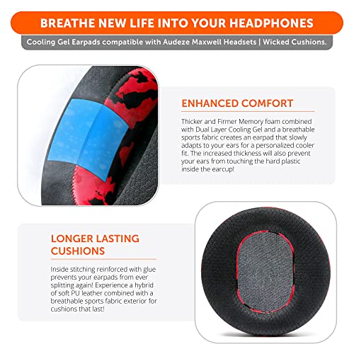 WC Freeze Maxwell Gen 1 - Cooling Gel Earpads for Audeze Maxwell 1 | Made by Wicked Cushions | Elevate Comfort, Durability, Thickness & Sound Isolation for Gaming | Red Camo - color: Red Camo