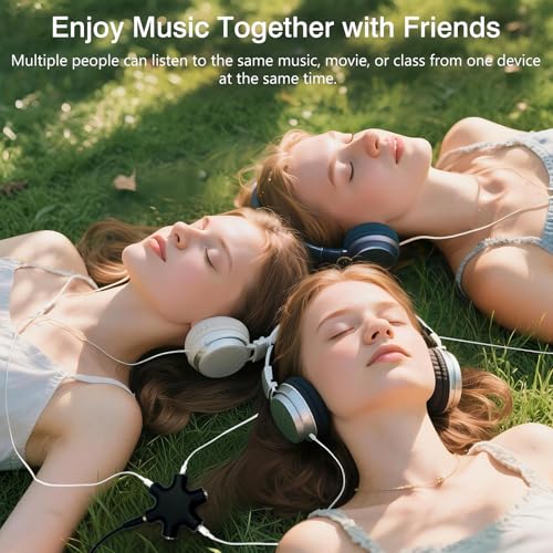 6-Way Headphone Audio Splitter – 3.5mm Male to 5-Port Female Stereo Adapter Cable for iPhone, Headsets, and Earphones