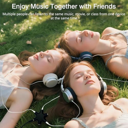 6-Way Headphone Audio Splitter – 3.5mm Male to 5-Port Female Stereo Adapter Cable for iPhone, Headsets, and Earphones
