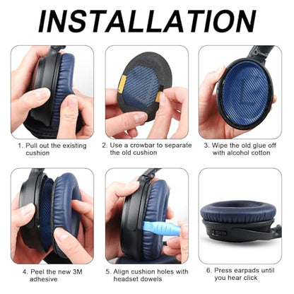 GEVO Premium Replacement Ear Pads for Bose QC35 & QC35ii Headphones - Blue | Fits QuietComfort 35 & 35ii / SoundLink 1&2 AE（Over-Ear）- Soft Protein Leather · Adaptive Memory Foam and Extra Durable - color: Midnight Blue