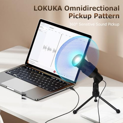 PC USB Microphone, Podcast Condenser Mic with Foldable Tripod Mute Switch for Streaming, Gaming, Podcasting, Recording, Chatting, Twitch, YouTube, on Computer, Laptop, PS4/5 Plug & Play