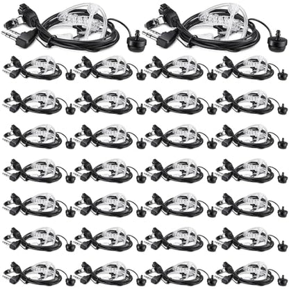 Weewooday 20 Pack Walkie Talkies Earpiece with Mic Radio 2 Pin Acoustic Tube Headset Earpiece Compatible with Baofeng UV-5R Retevis H-777 RT1 RT21 RT22 Arcshell AR-5 2 Way Radio