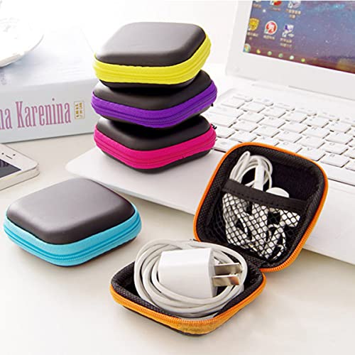Sewroro Mini EVA Headphone Case, Portable Travel Earphone Pouch, Earbud Storage Box, USB Cable Holder, 2.95 x 2.95 x 0.98 Inches (Yellow) - color: Yellow