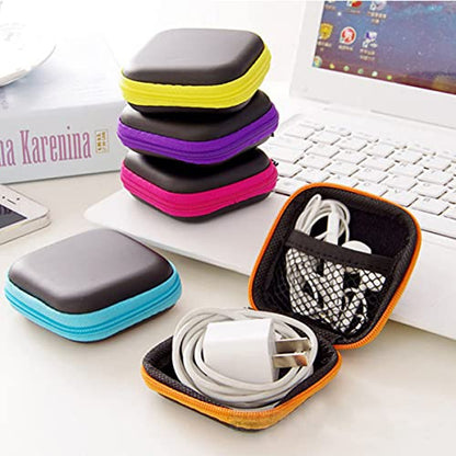 Sewroro Mini EVA Headphone Case, Portable Travel Earphone Pouch, Earbud Storage Box, USB Cable Holder, 2.95 x 2.95 x 0.98 Inches (Yellow) - color: Yellow