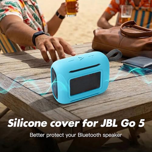 Silicone Cover Case for JBL Go 5 Bluetooth Speaker, Portable Speaker Travel Case Protective Cover Sleeve with Carabiner for JBL Go 5, Dustproof, Shockproof and Scratch-resistant (Blue) - color: Blue