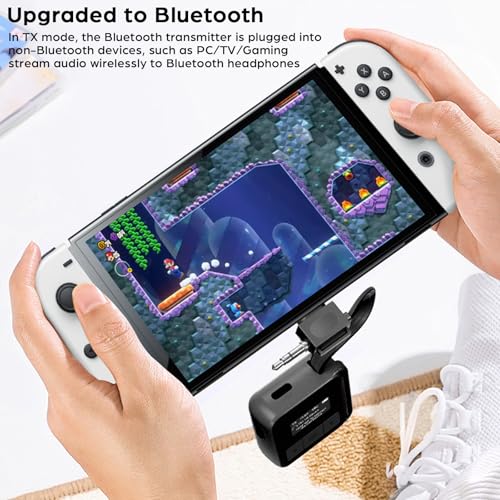 Bluetooth 5.3 Transmitter Receiver for TV to 2 Wireless Headphones Dual Link 2-in-1 Wireless Bluetooth Audio Adapter with 3.5mm Aux/USB C for Airplane Gym Car/Home Stereo System
