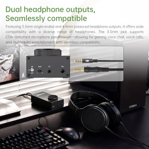 FiiO JadeAudio GIGAS 1 Desktop Headphone Amplifier, 4600mW High-Power Balanced Output, Class AB Discrete Circuit, 4.4mm & 3.5mm Amp for Planar & High-Impedance Headphones (Black) - color: Black