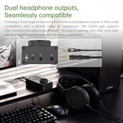 FiiO JadeAudio GIGAS 1 Desktop Headphone Amplifier, 4600mW High-Power Balanced Output, Class AB Discrete Circuit, 4.4mm & 3.5mm Amp for Planar & High-Impedance Headphones (Black) - color: Black