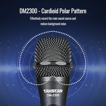 TAKSTAR Cardioid Dynamic Vocal Mic, Stage Handheld Microphone | Cardioid Pickup, 60Hz-18kHz Response, Zinc-Alloy Body, Anti-Roll Mesh Ring, On/Off Switch, 19.6ft Cable