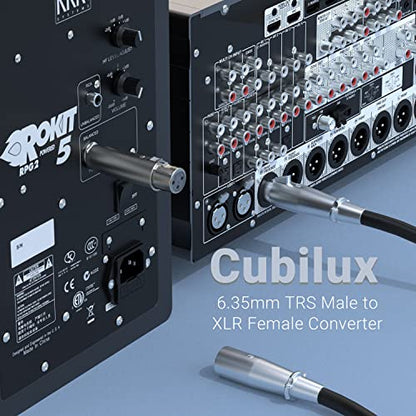 Cubilux Unbalance XLR Female to 1/4” TS Male Converter, XLR to 6.35mm(Quarter Inch) TS Mono Adapter for Guitar, Keyboard, Drum, Microphone, Power Amplifier, Mixer, Karaoke System, Speaker, 2-Pack - color: TS Male to XLR Female, 2-Pack