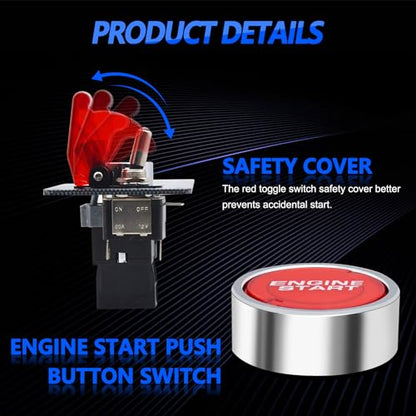 12V Ignition Switch Panel, Ignition Starter Switch Panel, Racing Car Ignition Switch Panel with Engine Push Button, 4 in 1 Ignition Panel Carbon Toggle Switches for Race Car Sport Competitive RV Truck | Racing Car Ignition Switch Panel with Engine Push Bu