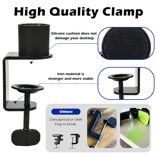 Boom Arm Mic Stand - Adjustable Heavy Duty Suspension Boom Scissor Arm Stand with Cable Management Channels, Desk Clamp for Podcasts, Streaming, Gaming, Home Office, Recording (Black)