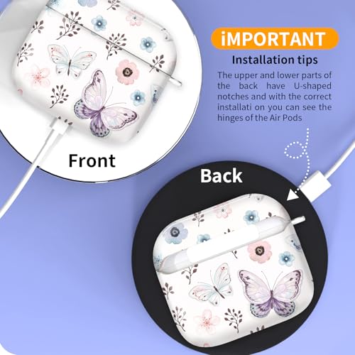 Compatible with AirPods 4th Generation Case 2024, Shockproof Cover with Golden Buckle for Women & Girls, Protective Anti-Drop Design(Cute Boho Butterfly) - color: Cute Boho Butterfly