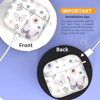 Compatible with AirPods 4th Generation Case 2024, Shockproof Cover with Golden Buckle for Women & Girls, Protective Anti-Drop Design(Cute Boho Butterfly) - color: Cute Boho Butterfly