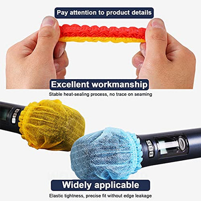 240 Pcs Disposable Microphone Covers,Non-Woven Elastic Band Windscreen Mic Covers Cover Microphone Protective Cap for Most Handheld Microphone Press Conference,Recording Room and Any Shared Environmen