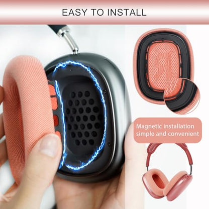 GEVO Upgraded Ear Cushions Replacement Earpads for AirPods Max 1 & 2 Headphones, Mesh Fabric Ear Pads Ear Covers Cups with Memory Foam and Magnet for AirPods Max 1 & 2 (Pink) - color: Pink