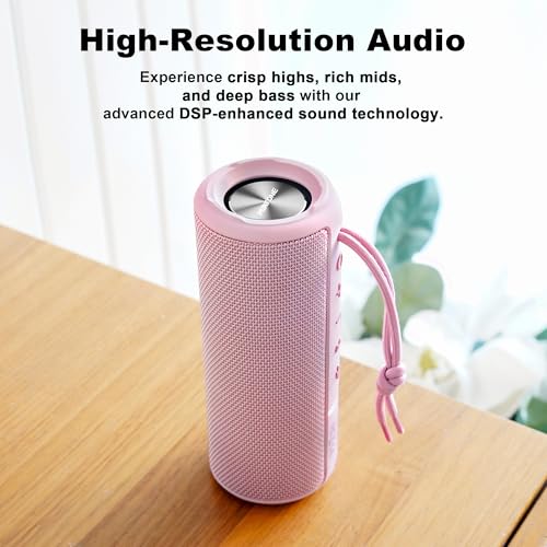 MIATONE Boombox Outdoor Portable Bluetooth Speaker Waterproof Wireless Speakers Gifts for Women Mothers Mom Wife Her - Pink - color: PINK